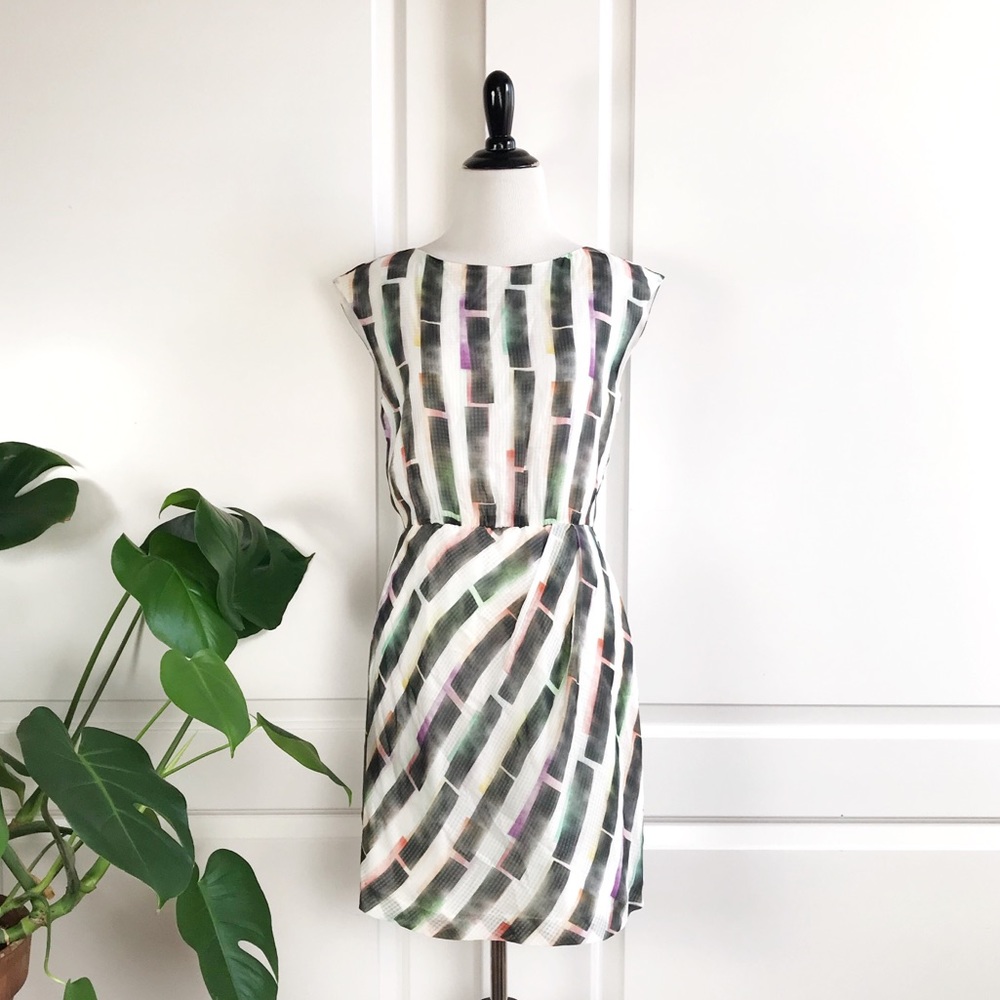 Theory Arena Abstract Print Silk Dress